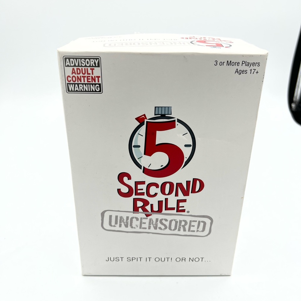 5 Second Rule Uncensored Game Adult Game Party Game Card Game. 
Game is complete